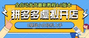 拼多多虚拟开店，全自动发货最新教程4.0版本，0基础小自轻松上手-沐风资源库