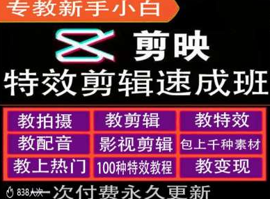 剪映特效教程和运营变现教程，特效剪辑速成班，专教新手小白-沐风资源库