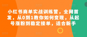 小红书商单实战训练营，全网首发，从0到1教你如何变现，从起号涨粉到稳定接单，适合新手-沐风资源库