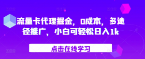 流量卡代理掘金，0成本，多途径推广，小白可轻松日入1k-沐风资源库