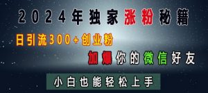 2024年独家涨粉秘籍，日引流300+创业粉，加爆你的微信好友，小白也能轻松上手-沐风资源库