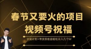春节又要火的项目视频号祝福，分成计划+带货双收益，轻松月入几个W【揭秘】-沐风资源库
