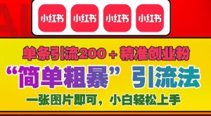 12月底小红书”简单粗暴“引流法，单条引流200+精准创业粉-沐风资源库