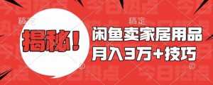 闲鱼卖家居用品月入过W+最新技巧闲鱼最新零基础教学，新手当天上手【揭秘】-沐风资源库