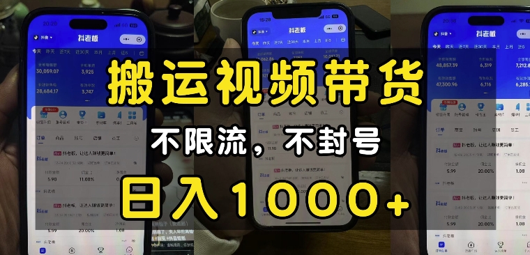 “小白必看”搬运视频带货玩法，不限流，不封号，纯自然流，日入1k-沐风资源库