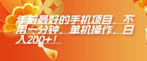 年前最好的手机项目，不用一分钟，单机操作，日入2张【揭秘】-沐风资源库