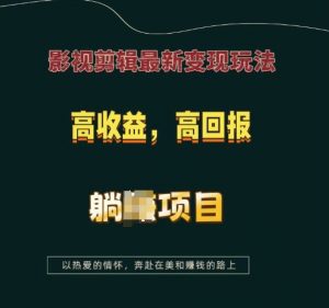 影视剪辑最新变现玩法，高收益，高回报，躺Z项目【揭秘】-沐风资源库
