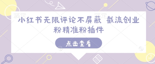 小红书无限评论不屏蔽 截流创业粉精准粉插件-沐风资源库