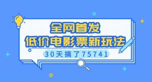 全网首发，低价电影票新玩法，已有人30天搞了75741【揭秘】-沐风资源库