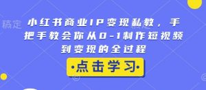 小红书商业IP变现私教，手把手教会你从0-1制作短视频到变现的全过程-沐风资源库