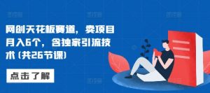 网创天花板赛道，卖项目月入6个，含独家引流技术(共26节课)-沐风资源库