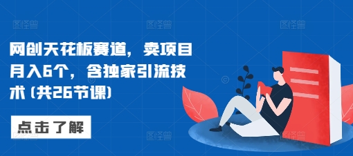 网创天花板赛道，卖项目月入6个，含独家引流技术(共26节课)-沐风资源库