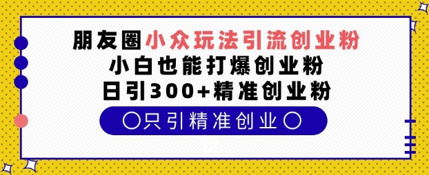朋友圈小众玩法引流创业粉，小白也能打爆创业粉，日引300+精准创业粉【揭秘】-沐风资源库