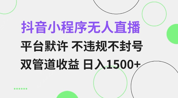 抖音小程序无人直播 平台默许 不违规不封号 双管道收益 日入多张 小白也能轻松操作【仅揭秘】-沐风资源库