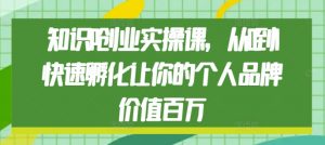 知识IP创业实操课，从0到1快速孵化让你的个人品牌价值百万-沐风资源库
