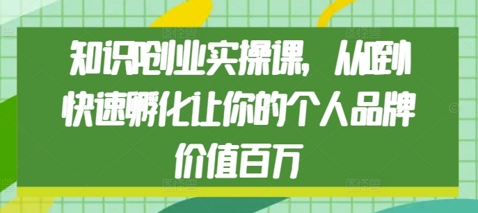 知识IP创业实操课，从0到1快速孵化让你的个人品牌价值百万-沐风资源库