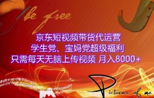 京东短视频带货代运营，学生党、宝妈党超级福利，只需每天无脑上传视频，月入8000+【仅揭秘】-沐风资源库
