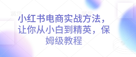 小红书电商实战方法，让你从小白到精英，保姆级教程-沐风资源库