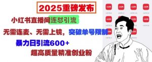 2025重磅发布:小红书直播间连怼引流,无需连麦、无需上镜,突破单号限制,暴力日引流600+-沐风资源库