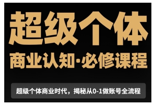超级个体商业认知觉醒视频课，商业认知·必修课程揭秘从0-1账号全流程-沐风资源库