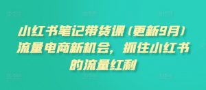 小红书笔记带货课(更新25年1月)流量电商新机会，抓住小红书的流量红利-沐风资源库