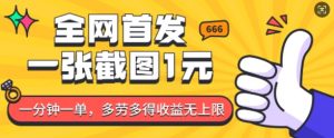 全网首发，一张截图1块钱，一分钟一单，多劳多得，收益无上限-沐风资源库