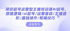 带你起号运营型主播培训课AI起号，底层逻辑/ai起号/运营晋级/主播进阶/基础操作/剪辑技巧-沐风资源库