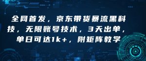 全网首发，京东带货暴流黑科技，无限账号技术，3天出单，单日可达1k+，附矩阵教学【揭秘】-沐风资源库