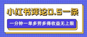 小红书留言评论，0.5元1条，一分钟一单，多劳多得，收益无上限-沐风资源库
