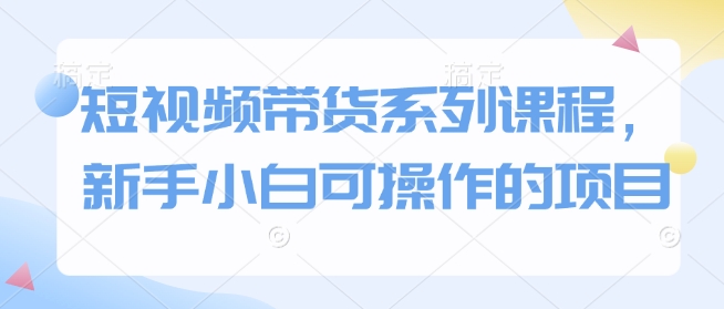 短视频带货系列课程，新手小白可操作的项目-沐风资源库