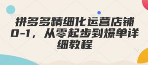 拼多多精细化运营店铺0-1，从零起步到爆单详细教程-沐风资源库