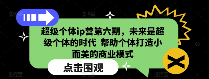 超级个体ip营第六期，未来是超级个体的时代  帮助个体打造小而美的商业模式-沐风资源库