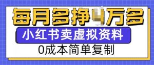 小红书虚拟资料项目，0成本简单复制，每个月多挣1W【揭秘】-沐风资源库