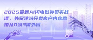 2025最新AI闪电做外贸实战课，外贸建站开发客户内容营销从0到3做外贸-沐风资源库