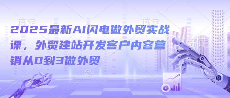 2025最新AI闪电做外贸实战课，外贸建站开发客户内容营销从0到3做外贸-沐风资源库