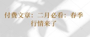 付费文章：二月必看：春季行情来了-沐风资源库