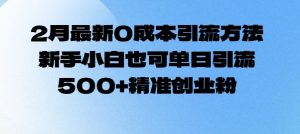 2月最新0成本引流方法，新手小白也可单日引流500+精准创业粉-沐风资源库
