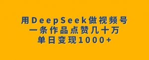 用DeepSeek做视频号,一条作品点赞几十万,单日变现1k-沐风资源库