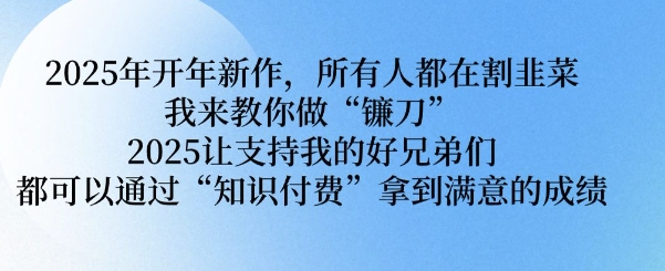 2025年开年新作，所有人都在割韭菜，我来教你做“镰刀” 2025让支持我的好兄弟们都可以通过“知识付费”拿到满意的成绩【揭秘】-沐风资源库