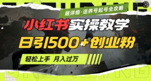 2月小红书最新日引500+创业粉实操教学【超详细】小白轻松上手，月入1W+，附小红书养号起号SOP-沐风资源库