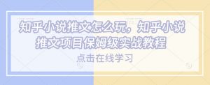 知乎小说推文怎么玩，知乎小说推文项目保姆级实战教程-沐风资源库