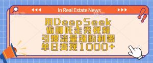 用DeepSeek做哪吒走秀视频，引爆流量涨粉利器，单日变现1k-沐风资源库