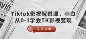 TikTok影视解说课，小白从0-1学会TK影视变现-沐风资源库