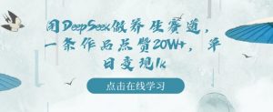用DeepSeek做养生赛道，一条作品点赞20W+，单日变现1k-沐风资源库