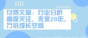 付费文章：行业分析 高度关注，未来20年，万倍成长空间-沐风资源库