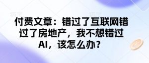 付费文章：错过了互联网错过了房地产，我不想错过AI，该怎么办？-沐风资源库