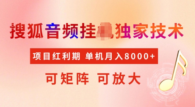 首发搜狐音频挂JI，项目红利期，可矩阵可放大，稳定月入5k【揭秘】-沐风资源库