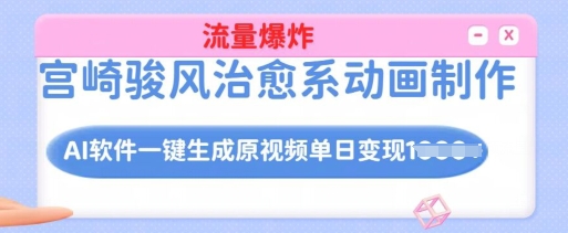 宫崎骏风治愈系动画制作，AI软件一键生成原创视频流量爆炸，单日变现多张，详细实操流程-沐风资源库