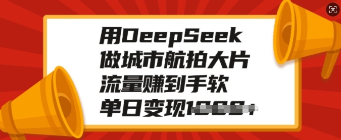 用DeepSeek做城市航拍大片，流量赚到手软，单日变现多张-沐风资源库