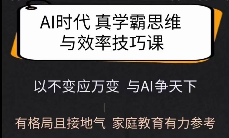 Ai时代真学霸思维与学习方法课，有格局且接地气，家庭教育有力参考-沐风资源库